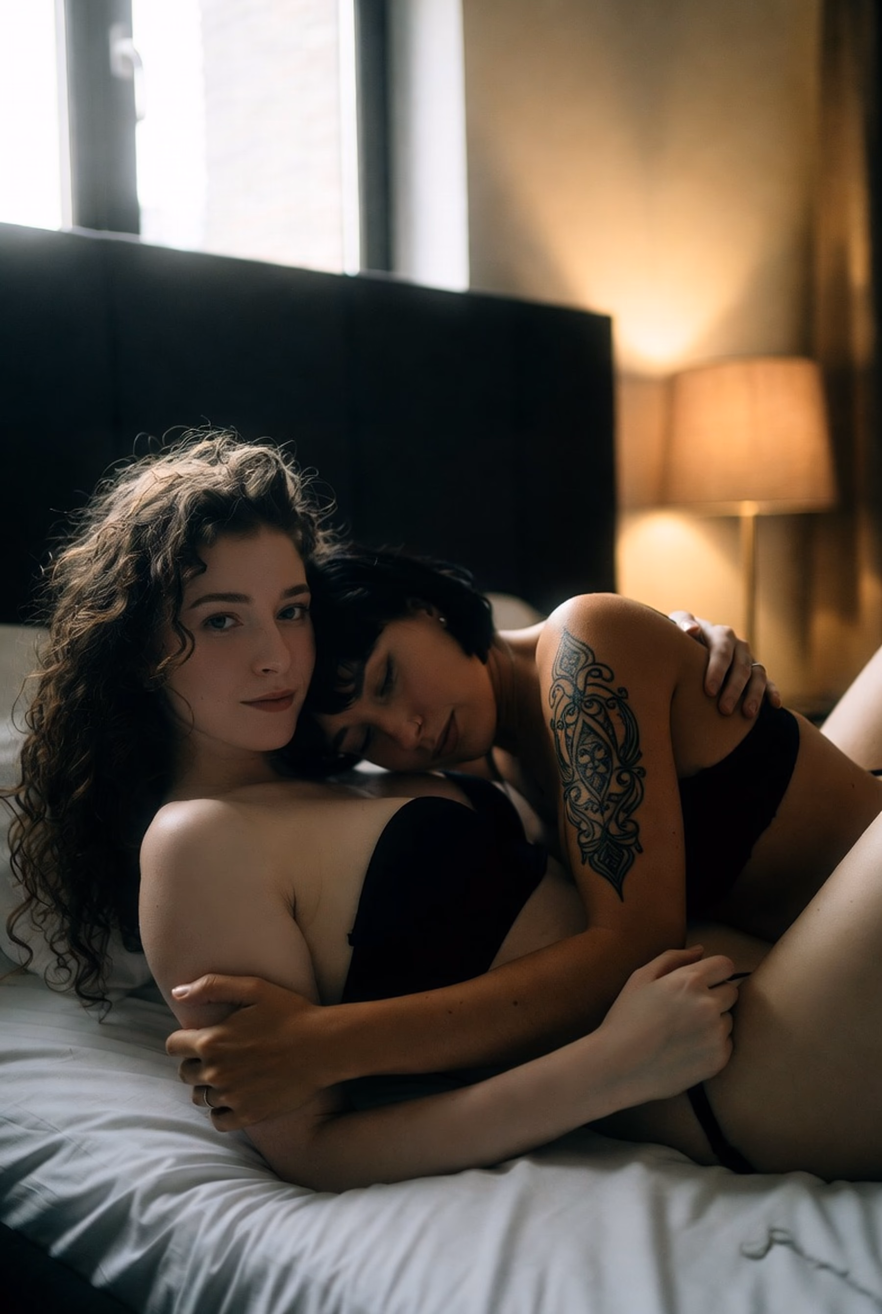 2 sexy lesbische frauen lieben sich im bett